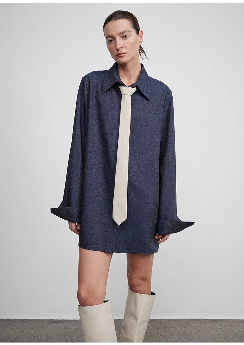 Long shirt with high-end drapey temperament top for women