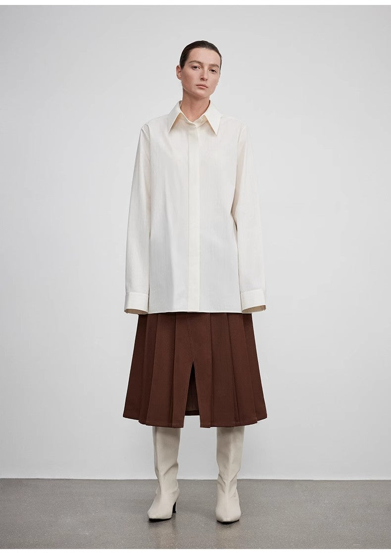 Long shirt with high-end drapey temperament top for women