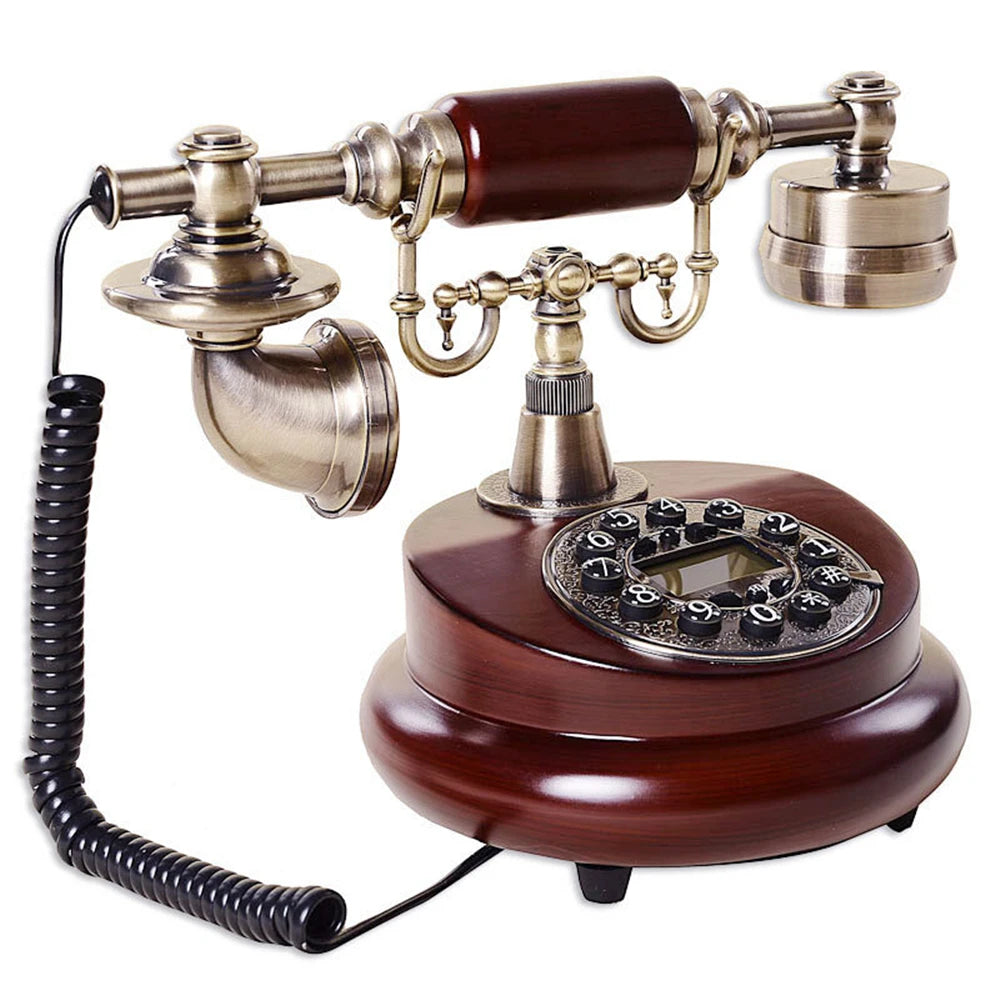 Retro Telephone Household Antique Nostalgic Old-Fashioned Turntable European Wired Antique Fixed Telephonefor Home