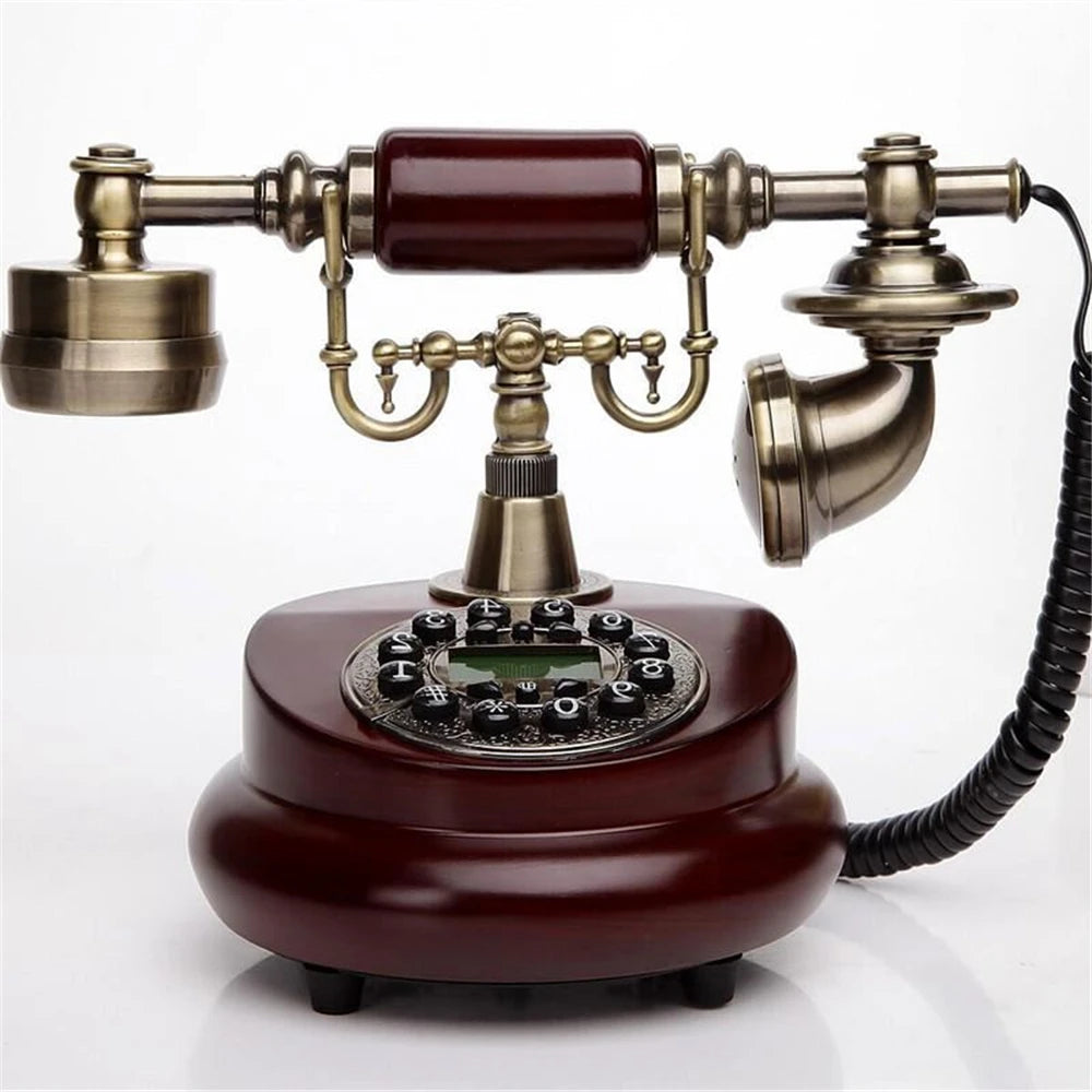 Retro Telephone Household Antique Nostalgic Old-Fashioned Turntable European Wired Antique Fixed Telephonefor Home