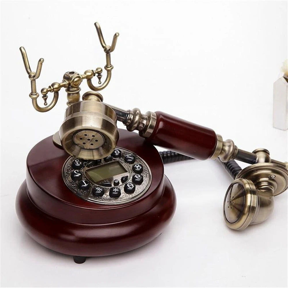 Retro Telephone Household Antique Nostalgic Old-Fashioned Turntable European Wired Antique Fixed Telephonefor Home