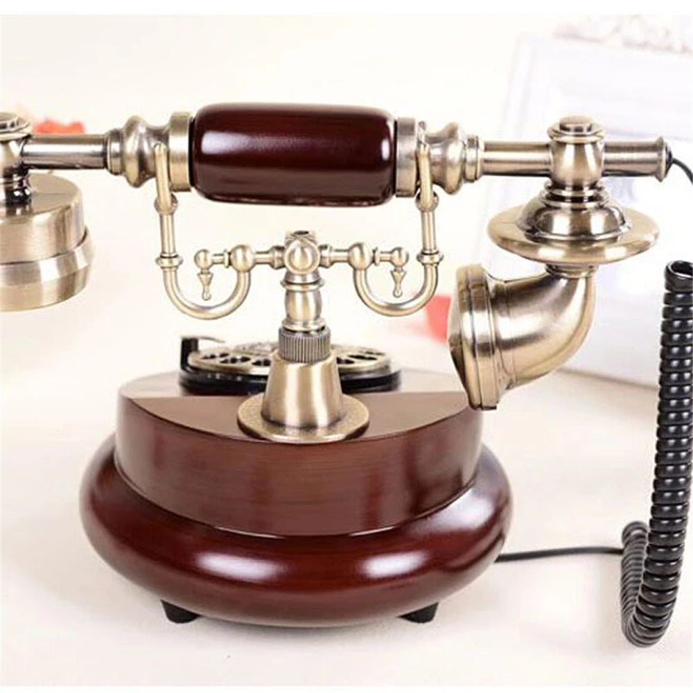 Retro Telephone Household Antique Nostalgic Old-Fashioned Turntable European Wired Antique Fixed Telephonefor Home